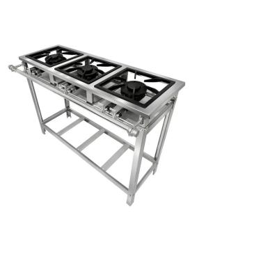 Imagem de Fogão Industrial 3 Bocas Duplas 30x30 P5 em Aço Inox Leona