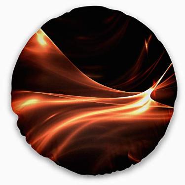 Imagem de Designart Brown Warm Fractal Design Sala de estar Redonda, Sofá, Almofada de Alta Qualidade + Capa de Almofada Impressa em ambos os lados 40 cm