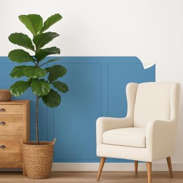Imagem de 5 Meia Parede Painel Nature Autocolante Infantil - Decoração Kids, Adesivo de Parede para Quarto de Criança, Fácil Aplicação (Modelo meia parede papel nature 04 (azul))