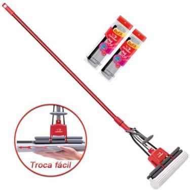 Imagem de Rodo Mop Duplo Rolete Esfregão Condor Espuma PVA Absorvente Com 2 Refi