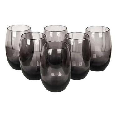 Imagem de Jogo 6 Copos Luxo Suco Agua Refrigerante Aruba Fumê 465ml(Fumê)