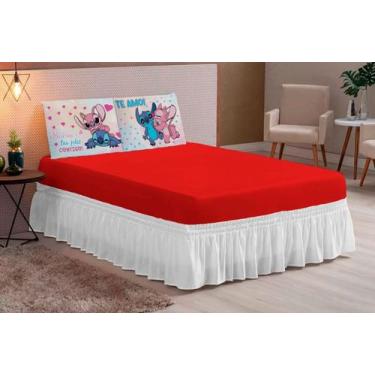 Imagem de Jogo de lençol king EU TE AMO LILO STITCH 3peças - THEOVITEX, VERMELHO