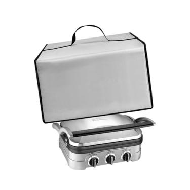 Imagem de Capa para sanduicheira Panini Press Lid Capa de nylon resistente ao calor para grelha elétrica Cuisinart Panini Press GR-4NP1/GR-5BP1 (prata)