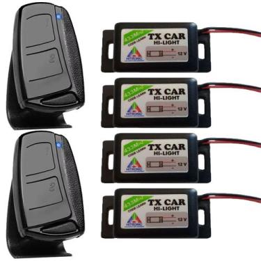 Imagem de 2 Controle Remoto Portão Alarme 2 Canais Preto + 4 Tx Car Farol Alto C
