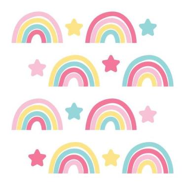 Imagem de Adesivo De Parede Infantil Arco-íris Estrela Quarto Menina - 105ir - A