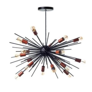 Imagem de Lustre Pendente Sputnik Luxo Preto E Cobre Para 18 Lampadas - Ideallum