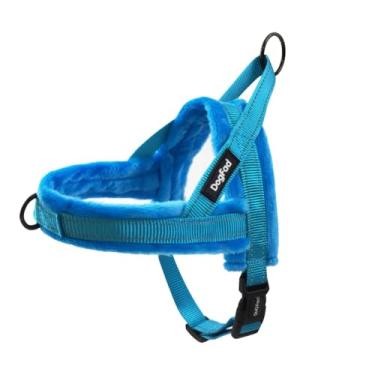 Imagem de HDKUW Peitoral de pelúcia para cães, ajustável, sem puxar, para clima frio, peitoral para cães pequenos, médios e grandes, azul, P