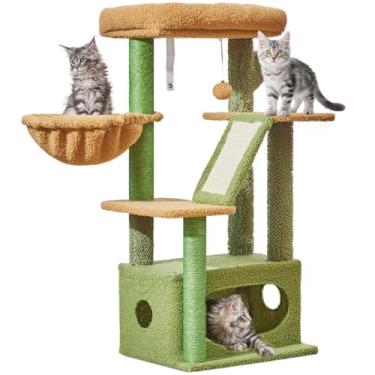 Imagem de Taoqimiao Árvore para gatos, torre para gatos de 97 cm para ambientes internos, adequada para gatinhos com condomínio luxuoso para gatos com cestas ajustáveis e cacto luxuoso MS029ST