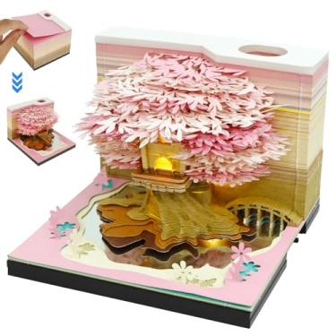 Imagem de ZJRDYYK Calendário semanal 3D 2025, bloco de notas de calendário de arte 3D, calendário de mesa 3D, papel rasgar com luz e capa contra poeira, calendário de peças de tempo, bloco de notas 3D para