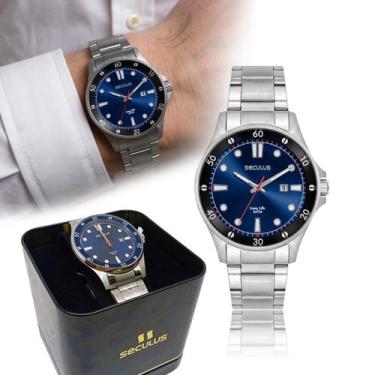 Imagem de Relógio Masculino Executivo Esportivo Couro Dourado Prata - Mondaine e