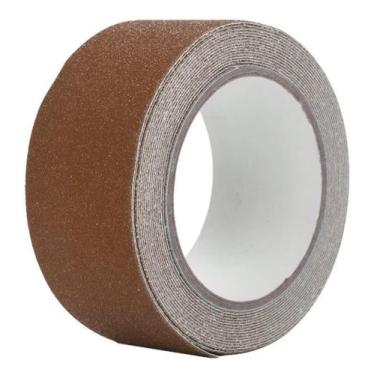 Imagem de Fita antiderrapante, adesivo marrom de PVC 5m x 5cm para escadas - Hui