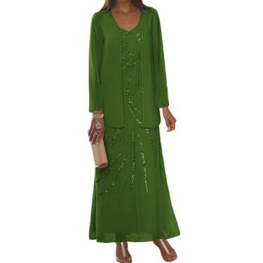 Imagem de Vestidos para a mãe da noiva Clothfun, 2 peças, verde oliva