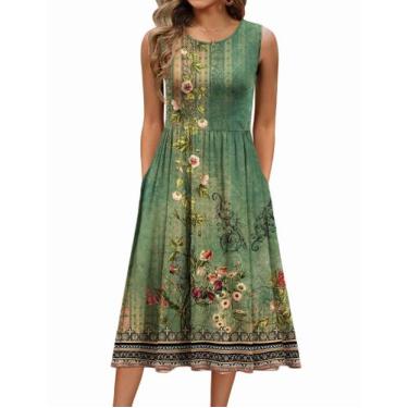 Imagem de Vestido midi Zeagoo casual solto de verão sem mangas para mulheres