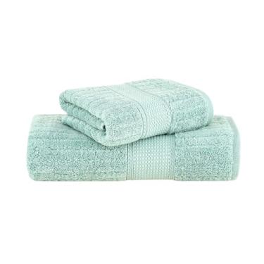 Imagem de Jogo de Toalhas Buddemeyer Fio Penteado Alva Banho Verde 2 Peças