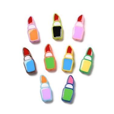 Imagem de Ipotkitt 20 peças de cores mistas para batom de tinta para assar contas de acrílico com tema de maquiagem de festa esmaltado, contas espaçadoras para joias DIY, colar, pulseira, brincos, chaveiros