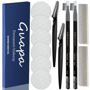 Imagem de Guapa Conjunto de lápis de sobrancelha Microblading – Lápis de sobrancelha à prova d'água com aparadores, apontadores e lixa – Ideal para tatuagem e maquiagem permanente