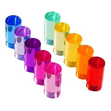 Imagem de menolana Conjunto de blocos de construção de arco-íris, cilindros de acrílico com pedras preciosas, jogo de empilhamento e coordenação olho-mão para crianças, 5cm