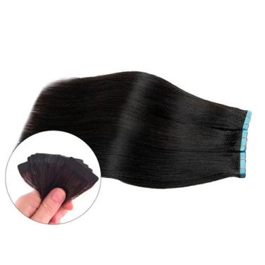 Imagem de Cabelo humano castanho natural 60/65cm -70gr