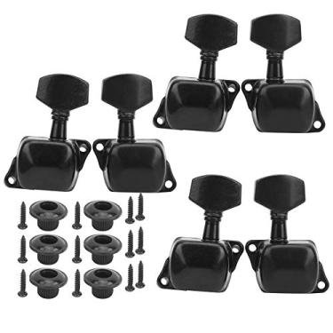 Imagem de QANYEGN Tuning semi -fechado Tuning String Pin, cabeças de metralhadoras Tuning Keys, teclas de ajuste de cordas de guitarra para guitarra acústica ou elétrica (Preto)