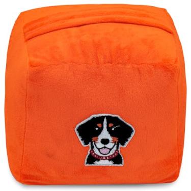 Imagem de CERAYOU Batente de porta decorativo pesado, batente de porta quadrado resistente com alça, protetores de parede de batente de piso de porta de tecido macio, cachorro laranja