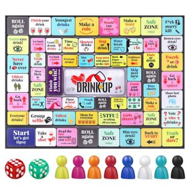 Imagem de SUNHHX Drink Up Board Game, Drinking Games for Adults, Fun Party Interactive Drinking Games Suitable for Gaming Nights, Birthdays, Family Games, or Any Occasion (Age 21+, 2-8 Players)