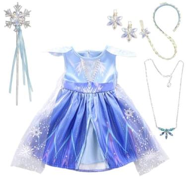 Imagem de Dressy Daisy Fantasia de fantasia de rainha da neve para bebês meninas com coroa acessórios tamanho 3-6 meses azul 267