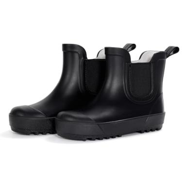 Imagem de WILLPORT Botas de chuva infantis, impermeáveis Chelsea, botas de chuva para meninos e meninas, Preto, 19