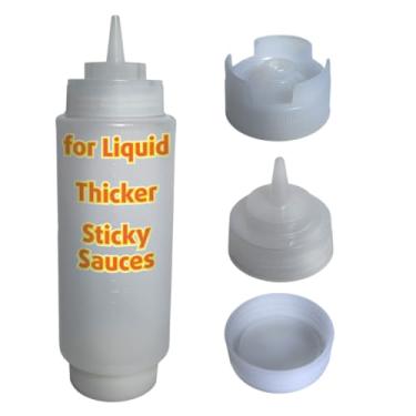 Imagem de Garrafas de condimento Squeeze – Garrafas de condimento Squeeze para molhos, dispensadores de plástico de grau comercial para ketchup, mostarda, molhos, óleos e molhos - recarga fácil, bocal de