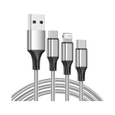 Imagem de Cabo USB 3 Em 1 Para Carregamento Rápido Tipo C Micro 3A Cabo De Dados