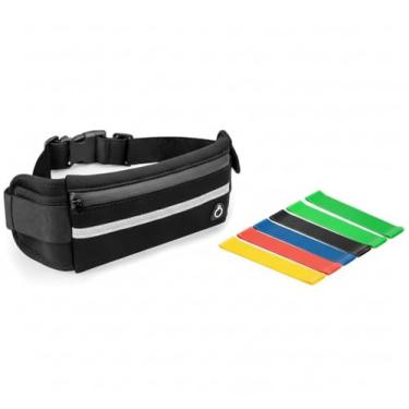 Imagem de Kit Fitness Pro: Pochete de Corrida Impermeável com Faixas Elásticas de Resistência | Ideal para Treino, Caminhada e Fisioterapia