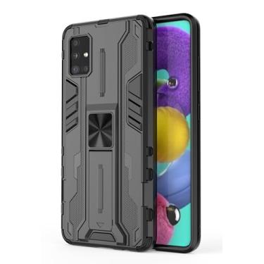 Imagem de SORAKA Capa para Samsung Galaxy A51 4G com suporte Capa de proteção resistente para Samsung Galaxy A51 4G Capa com placa de metal para suporte magnético para carro Capa Silm Fit