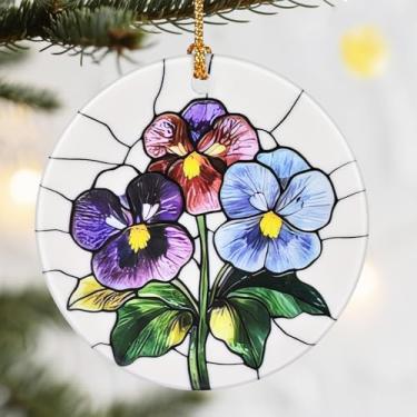 Imagem de Enfeites de Natal, enfeite de flor de nascimento de cerâmica de 7 cm, decoração de Natal, enfeites de árvore de Natal, decorações de Natal para árvores, enfeites de férias, presentes de flores de