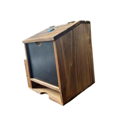 Imagem de BLWOTMOR Caixa de sugestões de madeira, caixa de correio com fechadura para arrecadação de fundos, entrega de gorjetas em restaurantes e casamentos