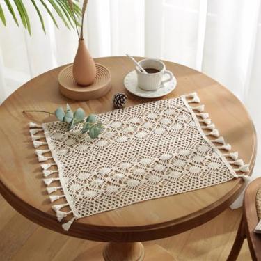 Imagem de Doilies de crochê feitos à mão, toalha de renda de algodão, retangular, jogo americano de malha com borlas, toalhas bege para mesas, cômoda, cachecol, vasos de casamento, decoração, conjunto de 2, 30