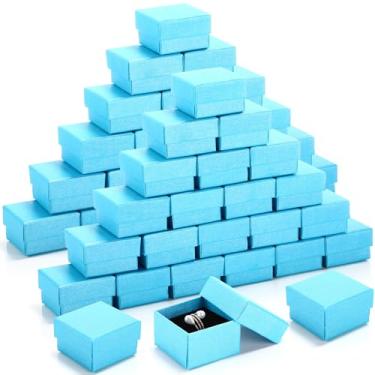Imagem de Yinkin 72 caixas de presente de papelão, embalagem para anel, colar, brinco, 5 x 5 x 3 cm (azul celeste)
