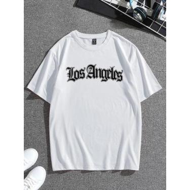 Imagem de Camisa Basica Camiseta Masculina Graphic Los Angeles Grande - crushed,