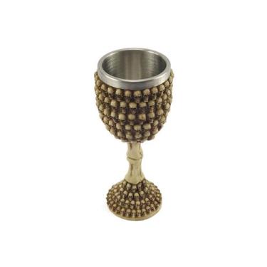 Imagem de Taça Calice Caveiras Osso Crânio Medieval Rock Em Aço Inox e Resina Co