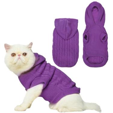 Imagem de PUPTECK Casaco de inverno para cães e gatos – Roupas macias para clima frio e tricô para gatinhos e cães pequenos, ambientes internos e externos, tricotada clássica para cachorros, gatinhos, meninas