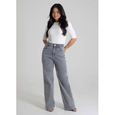 Imagem de Calça Jeans Sawary Wide Leg - 280247 - 36, Cinza, 36