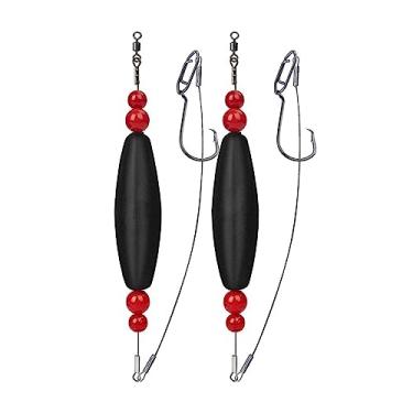 Imagem de GRFIT Ganchos de pesca, 2 peças, kit de flutuação, boias de pesca, águia, anzol farpado, fio de aço macio, conjunto de pinos de pesca, anzóis (cor: 7,6 cm preto)