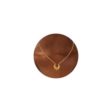 Imagem de The Budsea Colar de ouro feminino - Colar com pingente infinito de coração com nó de sol em ouro 18 K e pingente delicado para presente de aniversário, Standard, Latão, Sem Pedra Preciosa