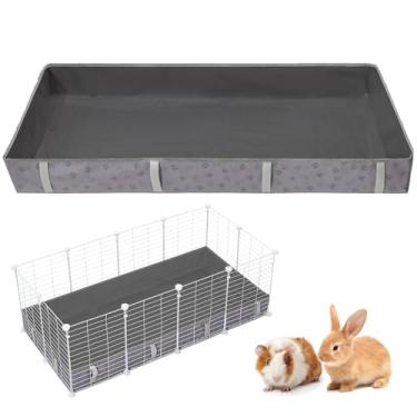 Imagem de Funfurry Forro impermeável para gaiola de porquinho-da-índia, base de lona lavável, forros de gaiola para animais pequenos, hamster chinchila ouriço furão coelho. (Pata cinza escuro, 30 x 61 cm)