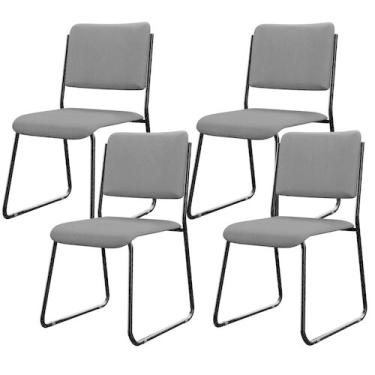 Imagem de Kit 04 Cadeiras Hoteleira Auditório Empilhável Inter L02 Crepe Cinza -