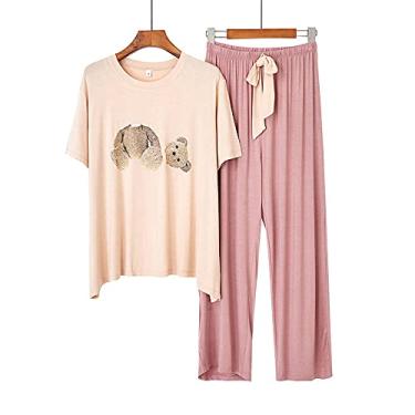 Imagem de ifgswopq Pijama feminino primavera 2021 roupa de dormir roupa íntima lingerie adorável pijama (médio)