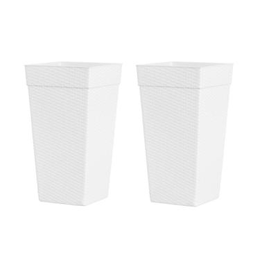 Imagem de Kit Vasos Decorativos 2 Unidades Plástico Trançado Design Moderno Perfeito Para Decorar Salas Escritórios Varandas Corredores E Qualquer Canto Que Precise De Um Toque De Verde E Elegância