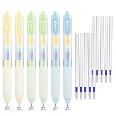 Imagem de BAYTORY 6 canetas de gel apagáveis fofas, canetas de tinta retrátil com 10 recargas, ponta fina de 0,5 mm com borrachas, canetas apagáveis divertidas de escrita suave para meninos e meninas (tinta