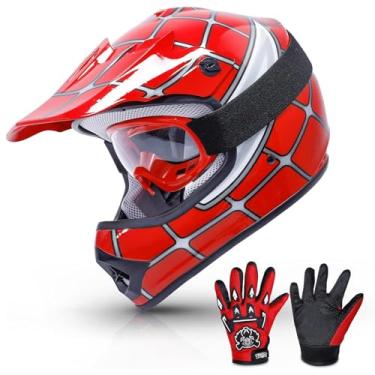 Imagem de Capacete de motocicleta TCMT Dot para jovens e crianças Motocross Offroad Street Capacete de motocicleta Branco Motocross Motocross ATV Capacete + Óculos + LuvasTCMT Large XF270214-L