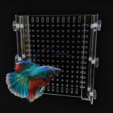 Imagem de Divisor de aquário de acrílico para aquário de 10 galões, separador de tanque transparente ajustável de 24 x 28 cm com ventosas