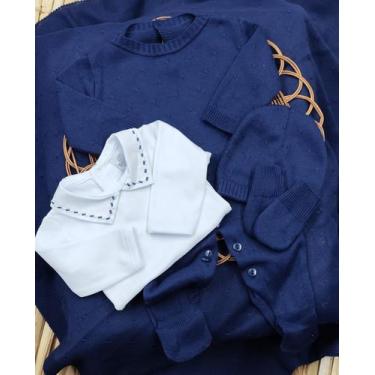 Imagem de Kit Menino Saída de Maternidade em Tricô - Samy Baby, Azul marinho