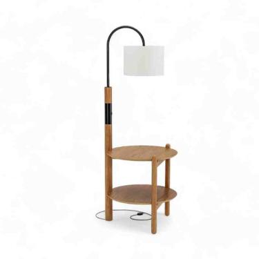 Imagem de Mesa de Cabeceira c/ Luminária Agatha Champagne Seiva Móveis